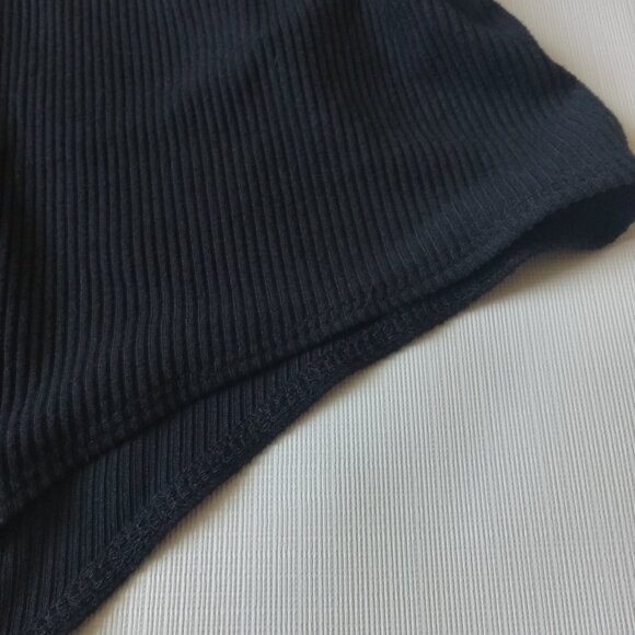 Full Circle Trends Plus Size Solid Black Ribbed Ruffle Strap Bodysuit Women's 2X - Picture 11 of 12